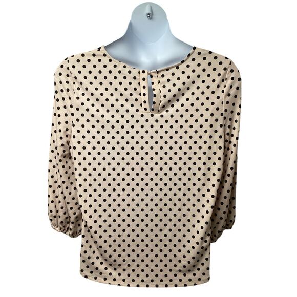 Adrianna Papell Beige Polka Dot Pullover Top Shirt XL Stretch Keyhole - Picture 3 of 6